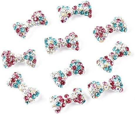 ECBASKET 10x - 3D Colorful Rhinestones Bow Tie Design Alloy Nail Art DIY Nail Art Decoration