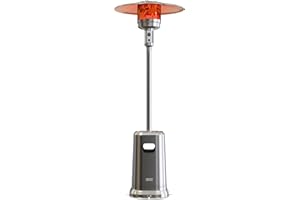 EAST OAK Anti-rust 50,000 BTU Patio Heater for Outdoor Use with Double-Layer Stainless Steel Burner, Square Round Table Design and Wheels, Propane Patio Heater for Home and Commercial, Stainless Steel