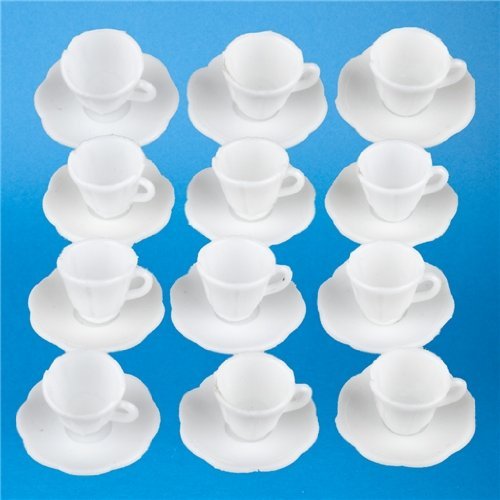 Dollhouse Miniature Set of 12 Cups & Saucers