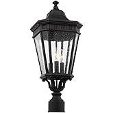 Feiss OL5427BK Cotswold Lane Outdoor Post Lighting, Black, 3-Light (10"W x 22"H) 180watts, 22.5" Height