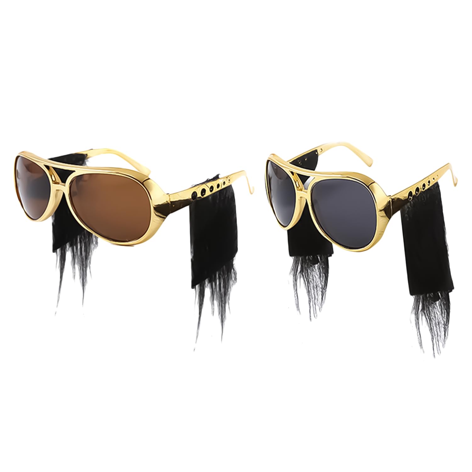 AOVNA 2pcs Gold Rockstar Costume Glasses Disco Sunglasses 50s Fancy Dress Rockstar Glasses for Halloween Parties and Costume Accessories