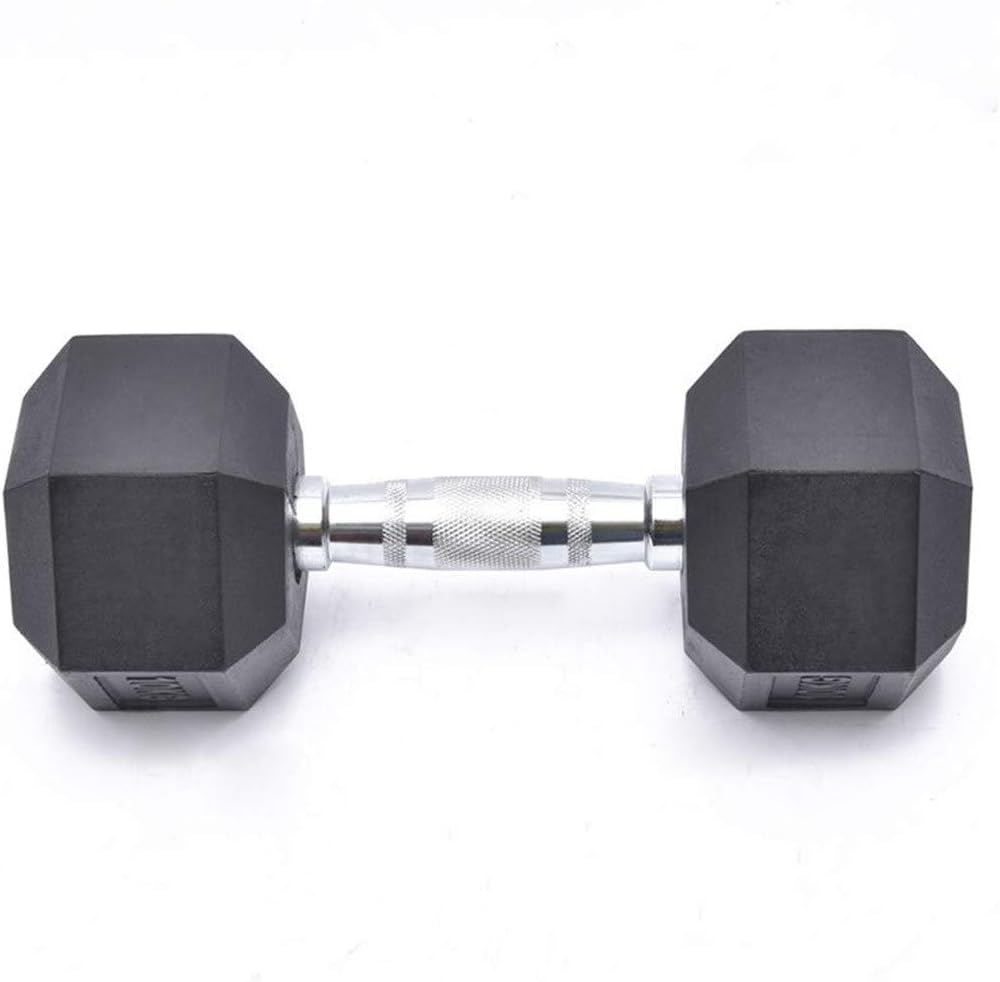 HUASHJIE Rubber Hex Dumbbell Pair/Single Barbell Heavy Dumbbells with Metal Handles for Strength Training,Weight Loss, Workout Bench, Gym Equipment, and Home Heavy Dumbbells(5lbs,10lbs)
