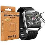 Fitbit Blaze Screen Protector,Panycase Fitbit Blaze Tempered Glass Screen Protector, 3-Pack HD Ultra Clear Film Anti Glare for Fitbit Blaze Smart Watch