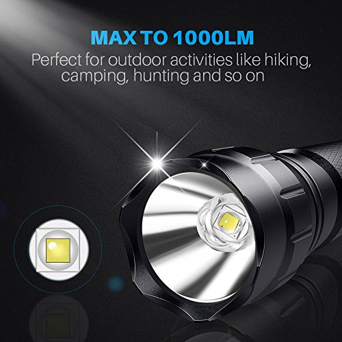 CISNO 1000 Lumens Tactical Flashlight Light With Mount and Pressure Switch For Picatinny Quad Rail Rifle
