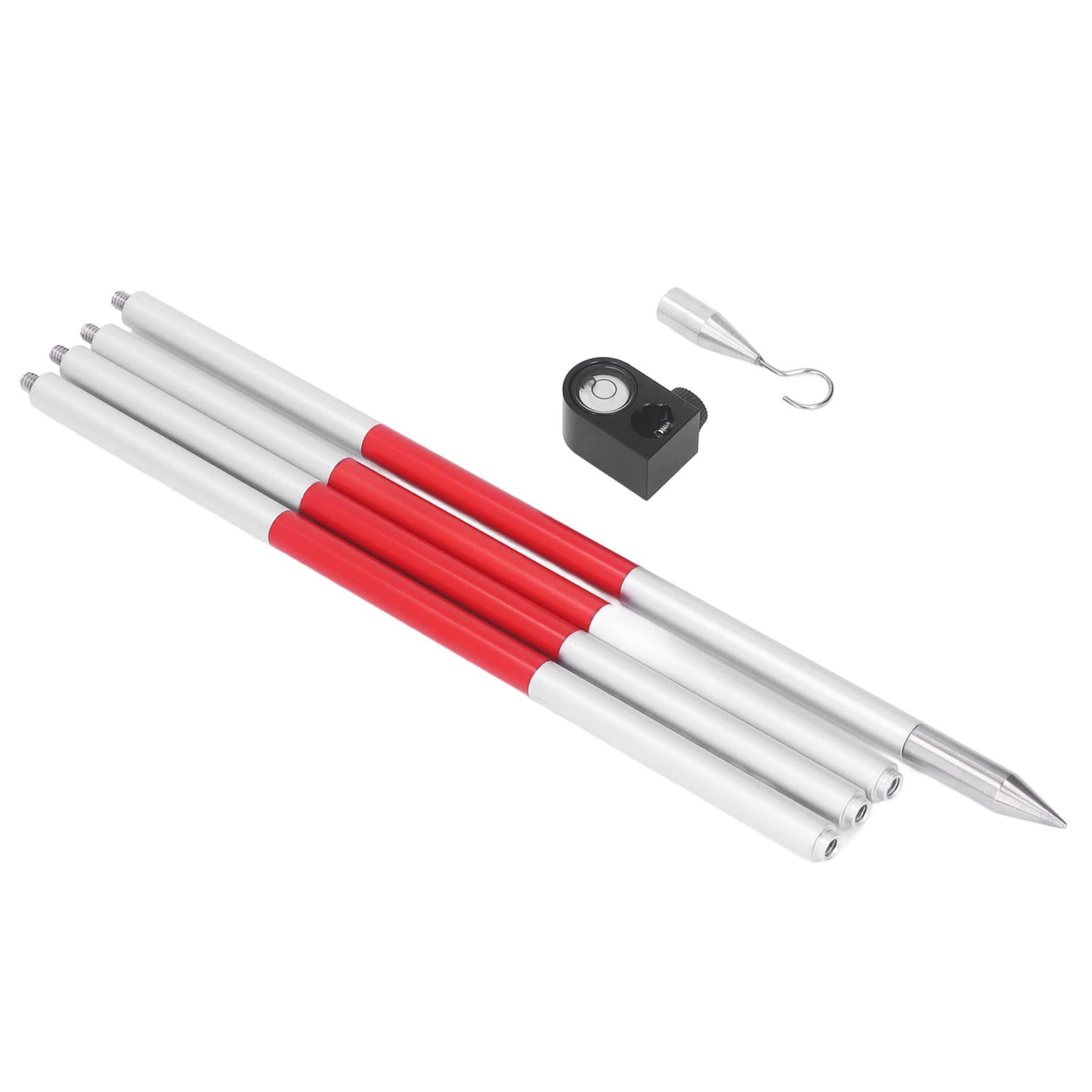 Lightweight Aluminum Alloy 4 Section Prism Pole with 1/4in Thread for Total Station - Versatile Surveying Tool for Accurate Measurements