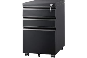 DEVAISE 3 Drawer Mobile File Cabinet Under Desk Office, Fully Assembled Except Casters, Letter/Legal Size, Black