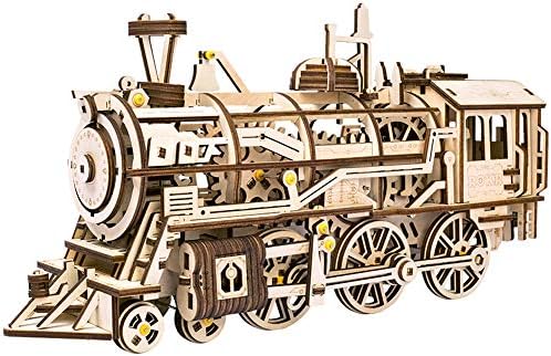 ROKR Locomotive: Mechanical Gears Moving wooden 3D Train Puzzle model: Age 14 p