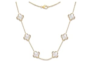 Dainty Four Leaf Clover Choker Necklace for Women 18K Gold Plated Stainless Steel Black Lucky 4 Leaf Dangle Chain Jewelry gif