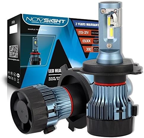 NOVSIGHT H4 LED Headlight Hi/Lo Beam Bulbs 10000LM(5000LMx2) 60W(30Wx2) 6500K Cool White 2 Year Warranty