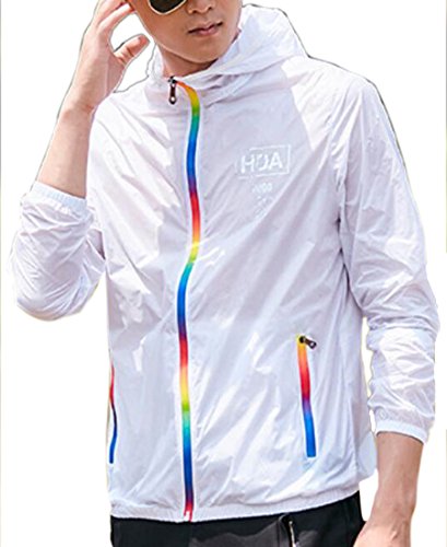 Joe Wenko Unisex Sunscreen Windbreaker Lightweight Workout Sport Casual Jacket White M