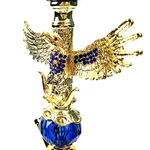 Kitguard,Integral Hookah Set,Water Pipes for Smoking,Steel & Acrylic Shisha, Two Hoses (Horse & Elephant） (Blue 2)