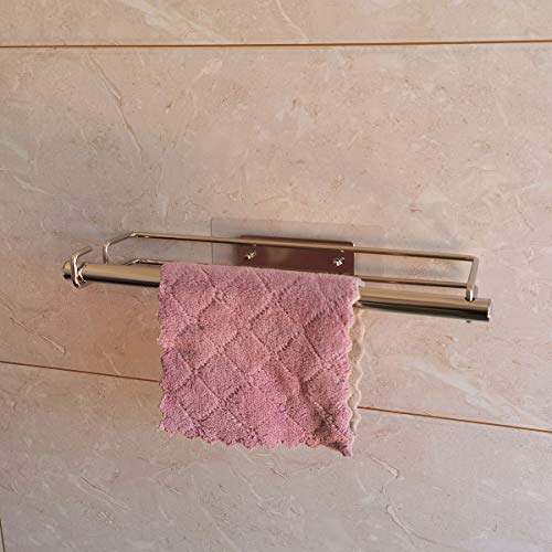 ECROCY Adhesive Paper Towel Holder for Kitchen, Wall Mount/Under Cabinet - Stainless Steel - No Drilling