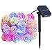 Solar String Lights Outdoor,Oak Leaf 19.7 ft 30 LED Rattan Ball LED Fairy Lights for Outdoor Garden Backyard Patio Party,Multi Colors,Warm White, 2 Modes