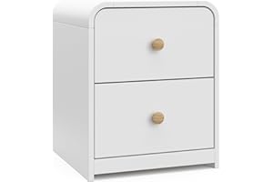Storkcraft Next Santos 2-Drawer Nightstand (White with Natural) – GREENGUARD Gold Certified, Pre-Installed Drawer Tracks for Easier Assembly, Nightstand Organizer for Kids Bedroom