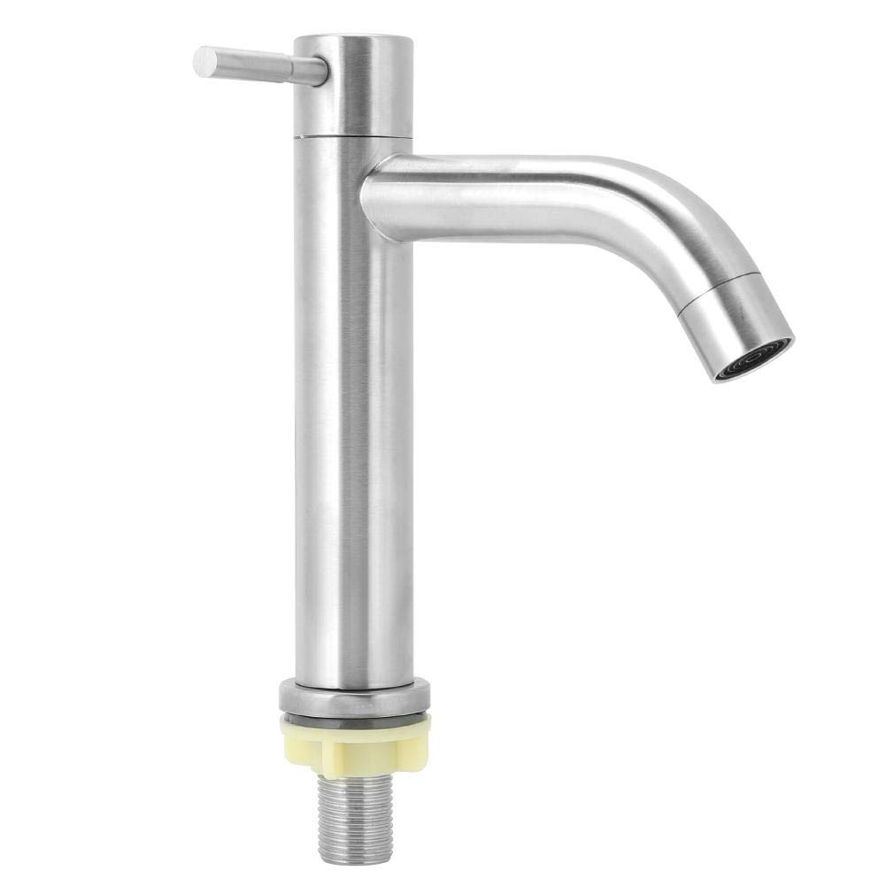 Nikou Sink Water Faucet - G1/2in Sink Faucet Male Thread Stainless Steel Water Faucet Undercounter Single Cold Water Tap Kitchen Home Use