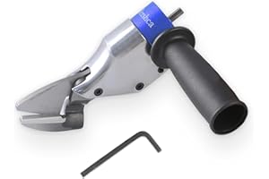 Mershca Professional Sheet Metal Cutter Drill Attachment, Heavy Duty Metal Shear Attachment with 360° Pivoting Handle, Power Tool Accessory for Curved & Straight Cutting on Steel, Aluminum & Iron- B