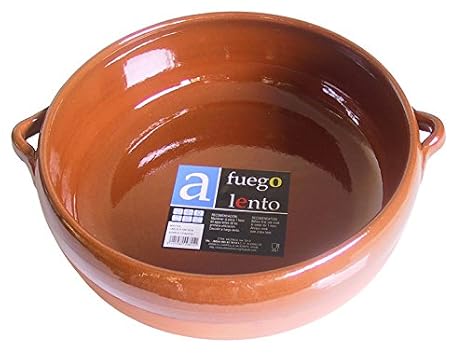 A Fuego Lento Cazuela Abombada Horno, Barro, Miel, 28 cm: Amazon ...