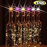 M.C.Works 7 Color Flashing Wine Bottle Lights, Wine Cork String Lights, 16 LEDs Battery Operated Cork Stopper Vase Light Centerpieces Bottles DIY Mood Lights Decor, 55 In.(Pack of 6)