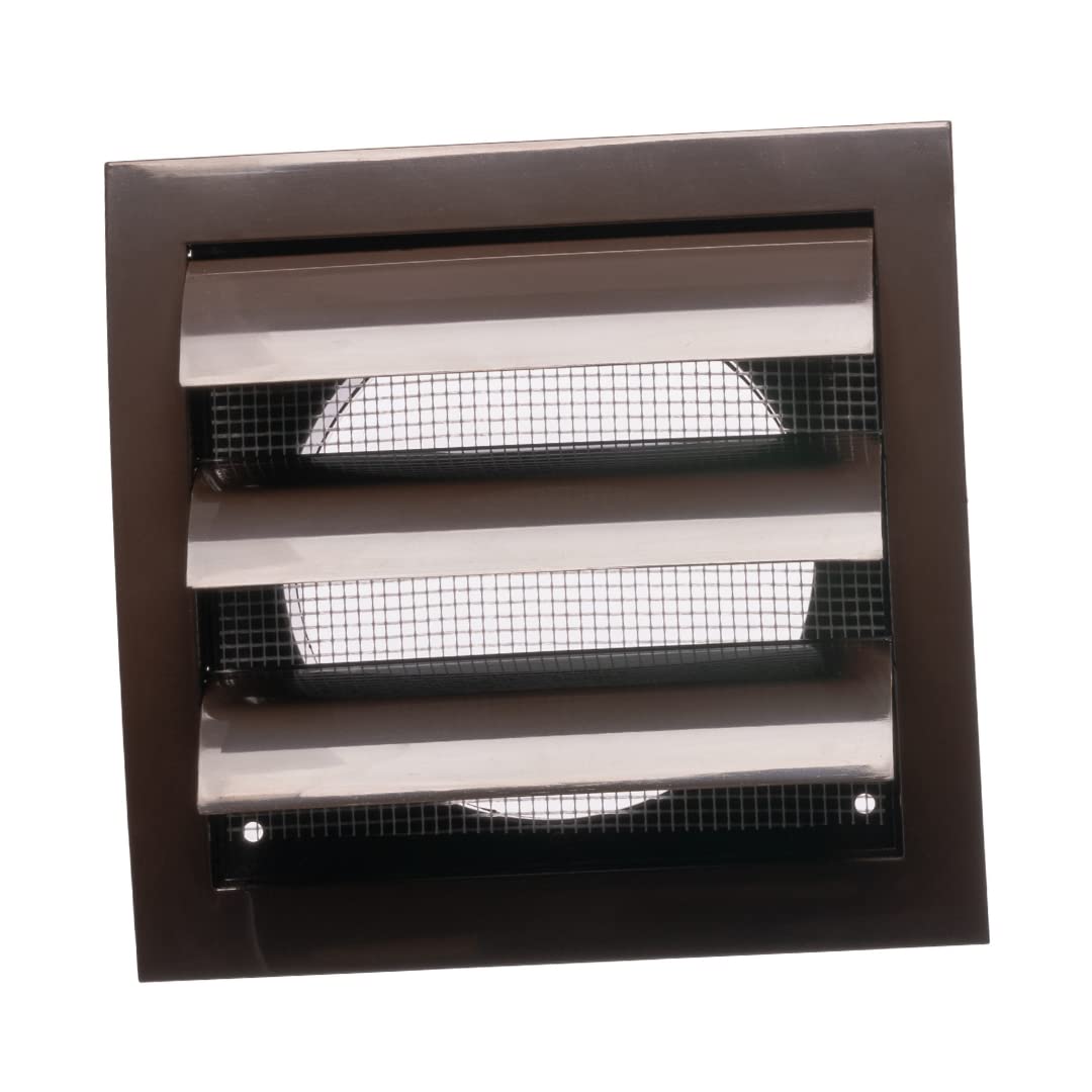 Ø 100mm / 4 inch Gravity Grille - Ducting Air Vent with Round Spigot and Non-Return Gravity Shutters - ABS Plastic Brown