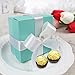 AerWo 10pcs Party Wedding Favors Bag + 10pcs Silk Ribbon, Mini Large Square Turquoise Candy Box with Lids, Jewelry Teal Gift Favors Boxes for Wedding Supply, Birthdays, Bridal and Baby Showers