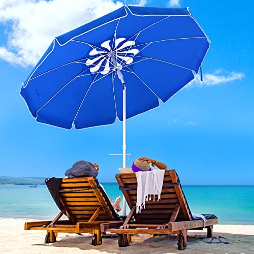 MOVTOTOP Beach Umbrella UV 50+, 6.5ft Umbrella with Sand Anchor & Tilt Aluminum Pole, Portable