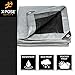 Heavy Duty Poly Tarp - 16' x 20' - 10 Mil Thick Waterproof, UV Blocking Protective Cover - Reversible Silver and Black - Laminated Coating - Grommets - by Xpose Safety