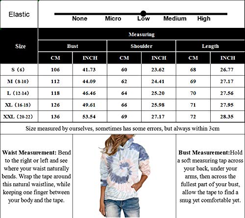 Women\'s Hoodies Pocket Pullover Tie Dye Drawstring Kangaroo Tunic Top Shirt Cute Sweatshirt