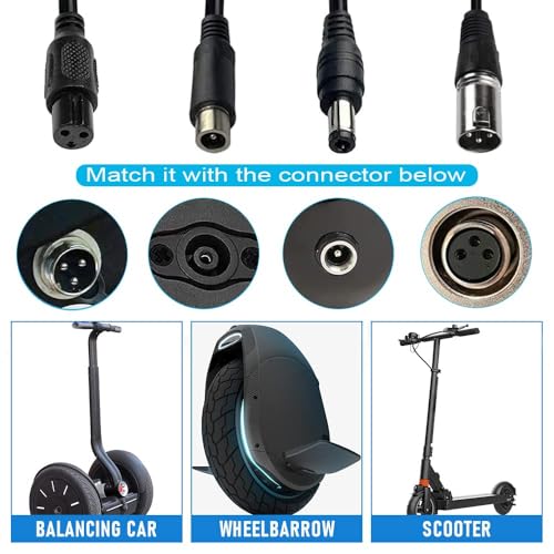 KOWVOWZ Electric Scooter Charger, 42V 2A Scooter Battery Charger, Electric Bike Charger with 4-Connectors, Fast Battery Charger for 36V Li-ion Battery Electrify E-Bike Battery Xiaomi M365