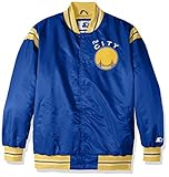 STARTER Adult Men The Enforcer Retro Satin Jacket NBA Golden State Warriors, Royal, 4X