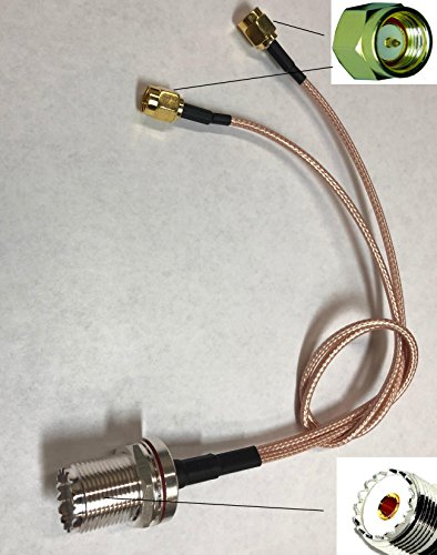 12 inch UHF Female BULKHEAD to Y type 2X SMA Male Splitter Combiner cable pigtail RG316 - Thumbnail 2