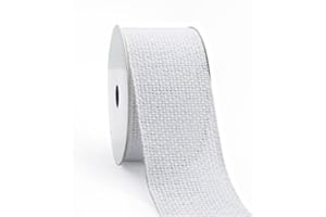 Wedding Wired Edge Ribbon 2.5 Inch ×10 Yards White Burlap Ribbon Farmhouse Style Craft for Gift Wrapping Anniversary Party De