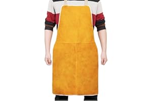 HKSICHENGKEJI Leather Welding Apron Heat Flame Resistant Protective Work Bib Apron for Blacksmiths Welders Adjustable Wear Resistance Heavy Duty Work Workwear BBQ Bib Clothing