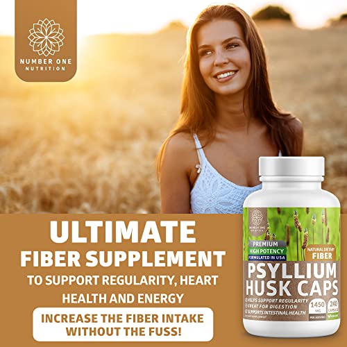 Premium Psyllium Husk Capsules [All Natural & Potent] Powerful Soluble Fiber Supplement Helps