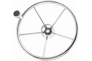 13.5in 5 Spoke Stainless Steel Boat Steering Wheel with Knob, Universal Marine Steering Wheel Replacement for Boats, 3/4in Ta
