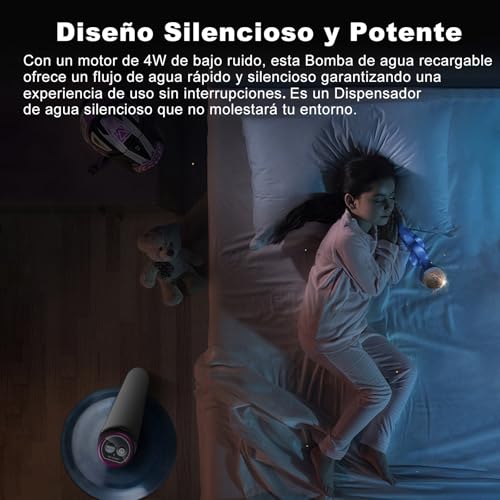 Autbye Dispensador de Agua Garrafon Bomba Electrica con Carga USB, Negro | Bomba de Agua Portátil con 2 Modos. Ideal para Garrafón de 4.5L a 18.9L, Cocina, Camping y Oficina