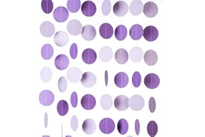 WEVEN Purple Lavender Paper Garland Circle Dots Party Garland Streamer Backdrop Hanging Decorations, 2.5" in Diameter, 20 Feet in Total