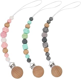 Firtink 3er Pack Schnullerkette Baby Schnullerkette Mädchen Personalisiert Schnullerkette BPA-freies Weiches Silikon Nuckelkette