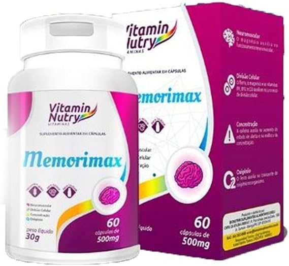 Suplemento Memória Memorimax Magnésio Vitamina 60 Cápsulas