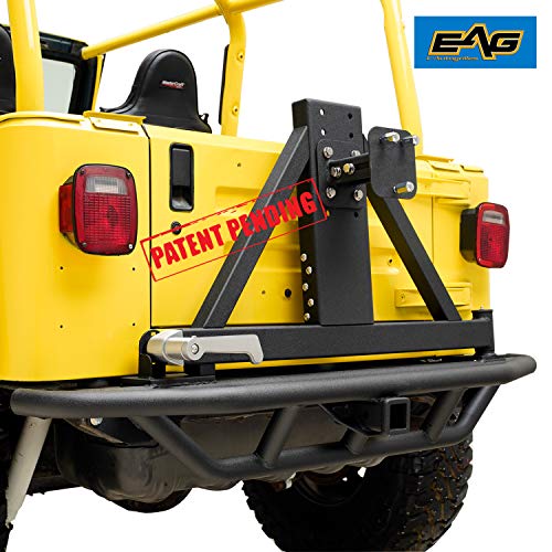 EAG Tubular Rear Bumper with Tire Carrier Black Fit for 8706 Wrangler