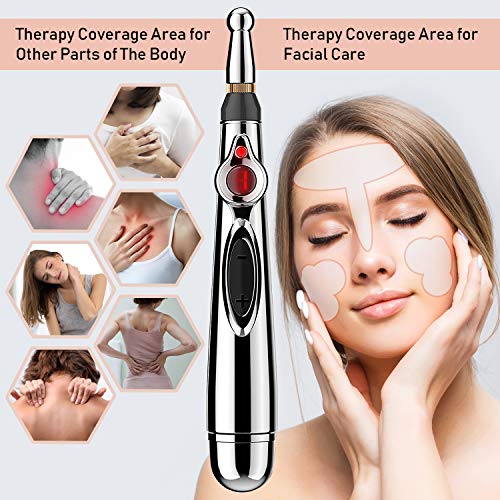 Electronic Acupuncture Pen with 3 Massage Heads, Massage Gel Function Meridian Energy Pain Therapy Relief, Beauty Treatment, Latorice