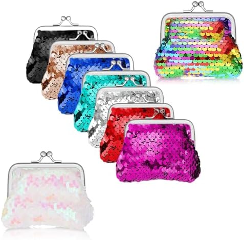 Amazon.com: Honbay 4PCS Glitter Sequin Coin Purse Kiss Lock Change