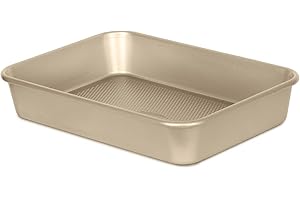 Glad Baking Pan Nonstick - Oblong Metal Dish for Cake and Lasagna - Heavy Duty Carbon Steel Bakeware, Small, Gold