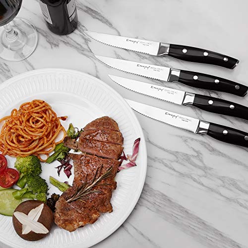Emojoy Steak Knife Set, Serrated Steak Knives Set of 8, Stainless Steel