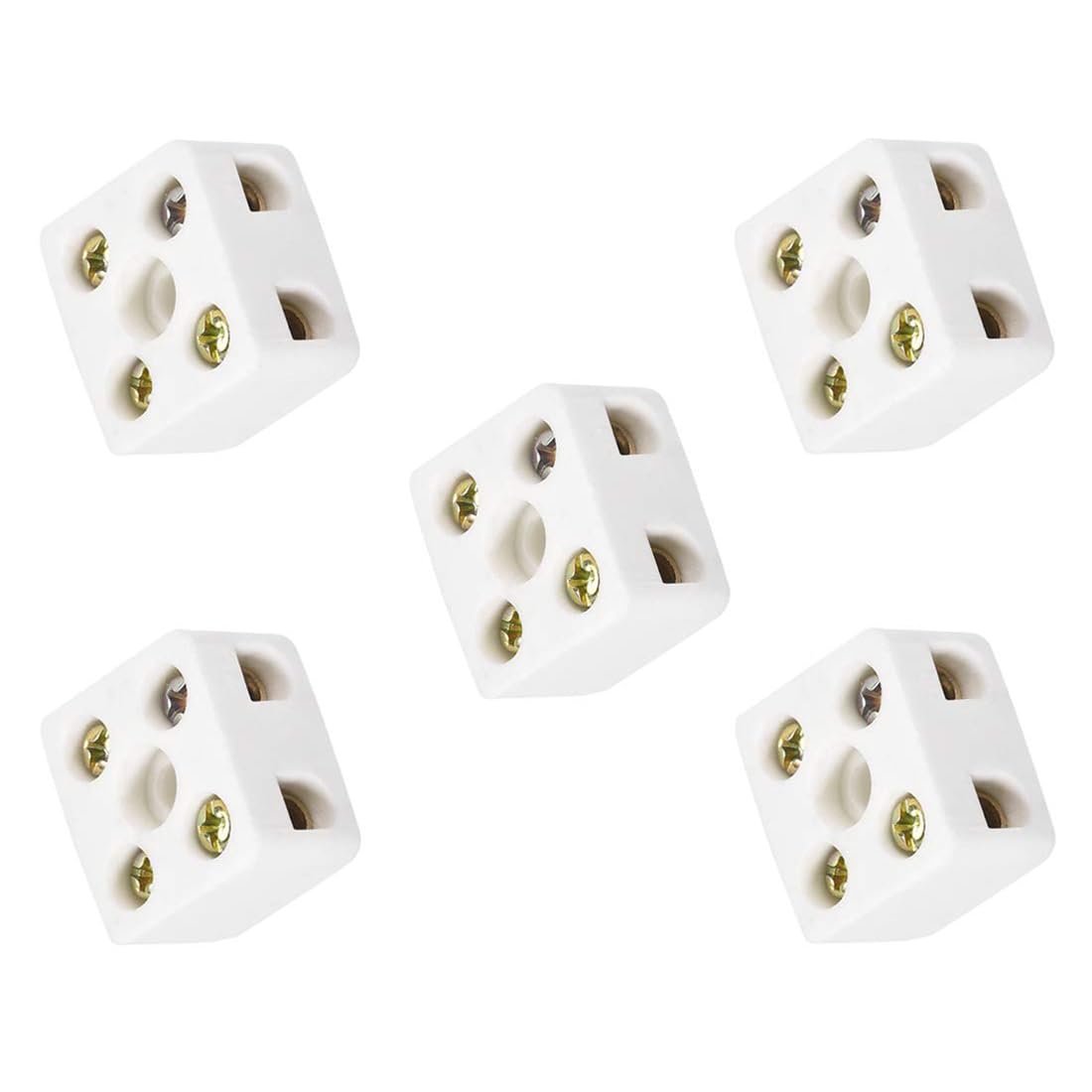 MACHSWON 2 Way Ceramics Terminal Blocks,Ceramic Connector Block for Electrical Wire Cable,21.5x19.5x14.2mm,5pcs
