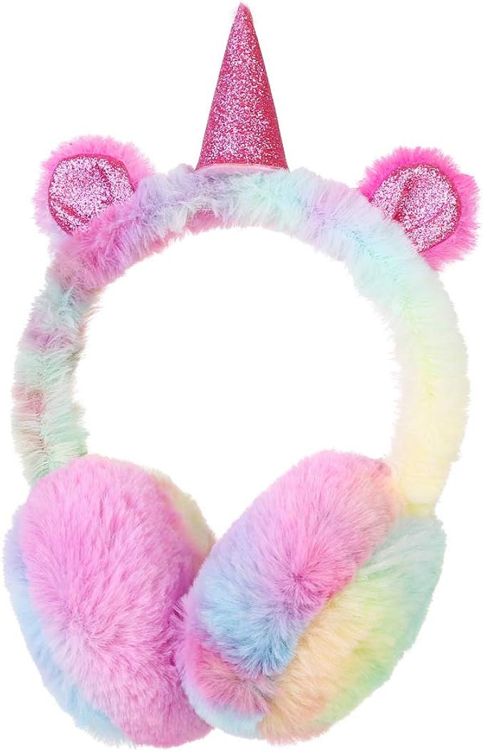 Girls Unicorn Earmuffs for Winter Kids Plush Ear Warmers