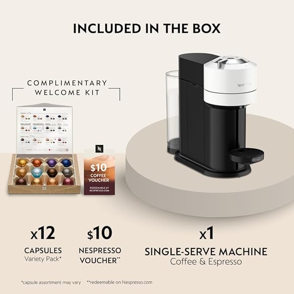 NESPRESSO VERTUO NEXT COFFEE AND ESPRESSO MAKER BY DE’LONGHI, WHITE