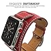 MoKo Band for Apple Watch Series 3 Bands, Genuine Leather Smart Watch Band Cuff Strap Replacement for 42mm Apple Watch 2017 Series 3 / 2 / 1, RED (Not Fit 38mm Versions)