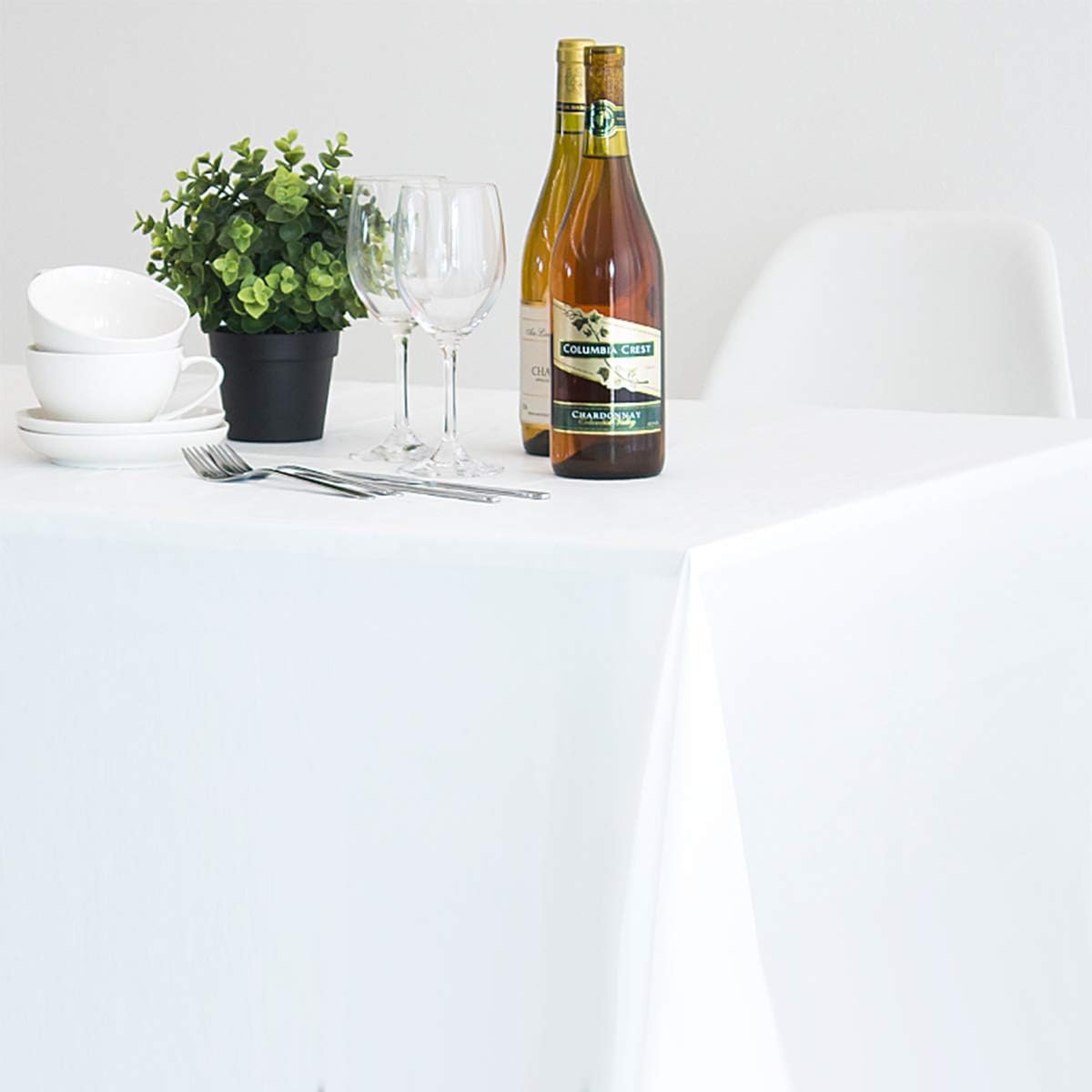 Amazon テーブルクロス 撥水 白無地 ビニール 幅180cm 長さ240cm 洗える ホワイト テーブルクロス オンライン通販