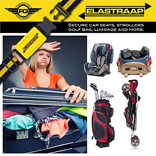 Luggage Straps, Adjustable Non-Slip Baggage Belts- Suitcase Bands For Travel Bag (1 Strap, Yellow Stripe 1pk)