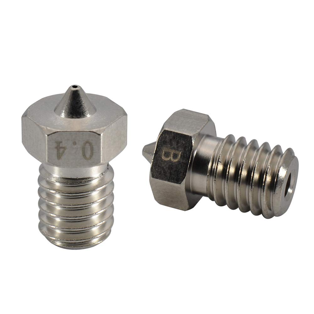 Upgrade 3D Printer Plated Wear Resistant M6 Thread Brass Nozzle 0.4mm For 1.75mm V5 V6 Hotend Titan Aero Extruder Prusa I3 MK3 MK3S Anycubic I3 Mega 3D Printer (2x0.4mm)